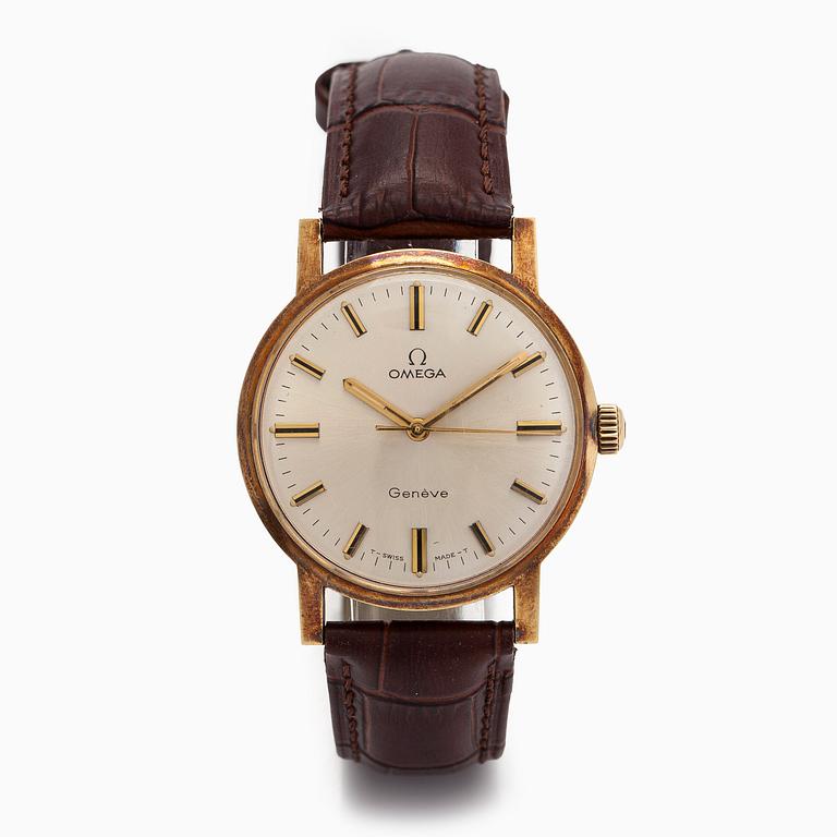 Omega, Genève, rannekello, 35 mm, 14K kultaa, manuaalinen.