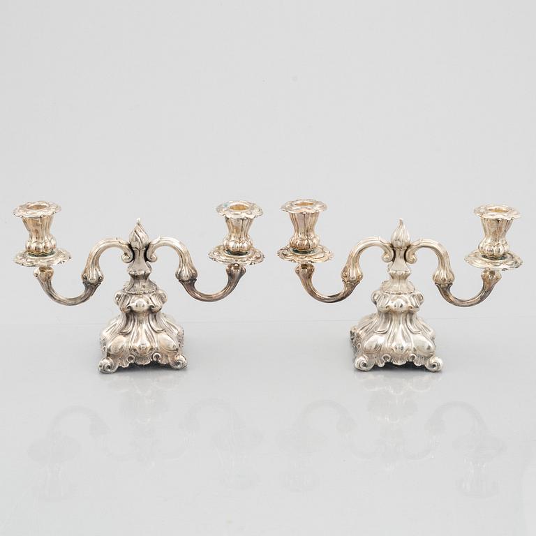 A pair of Baroque style silver candelabra, first half of the 20th Century.