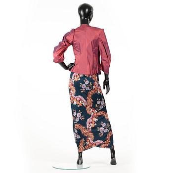 VIVIENNE WESTWOOD, a three-piece ensemble consisting of jacket, top and skirt.