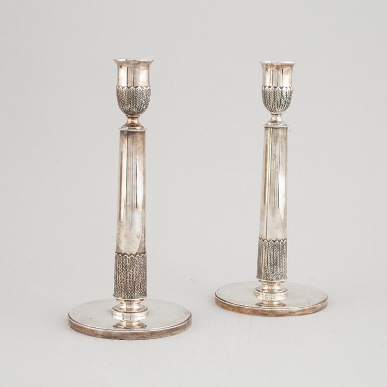 A pair of Swedish mid 2oth century sterling silver candlesticks, mark of CF Carlman, Stockholm 1950.