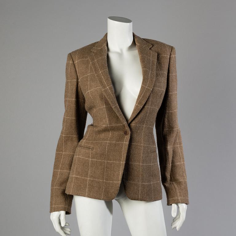 A wool/alpaca jacket by Ralph Lauren and two blouses.