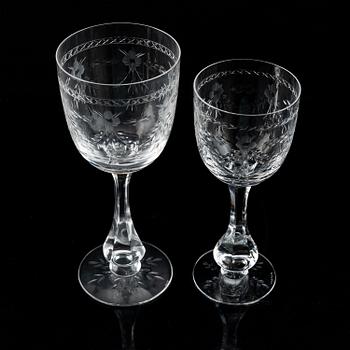 A crystal glass service, 44 parts, 20th century.