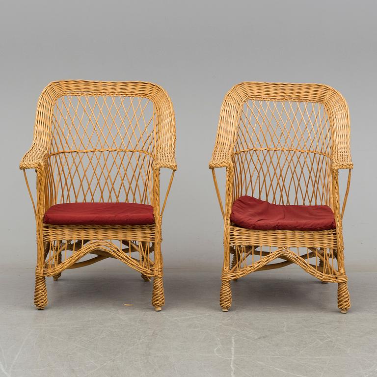 A pair of rattan armchairs, second half of the 20th century.