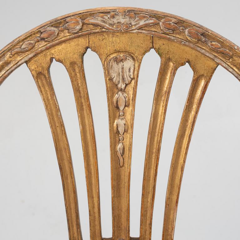 Three late Gustavian chairs, Sweden, around 1800.