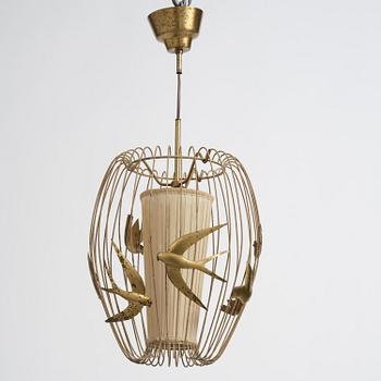 Hans Bergström, taklampa, modell "3", ateljé Lyktan, Åhus, 1940-50-tal.