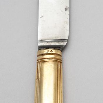Lewenhauptska besticken, 2 par, sk "couvert" förgyllt silver, Kirstein respektive Büttner, Strasburg  originaletuier.