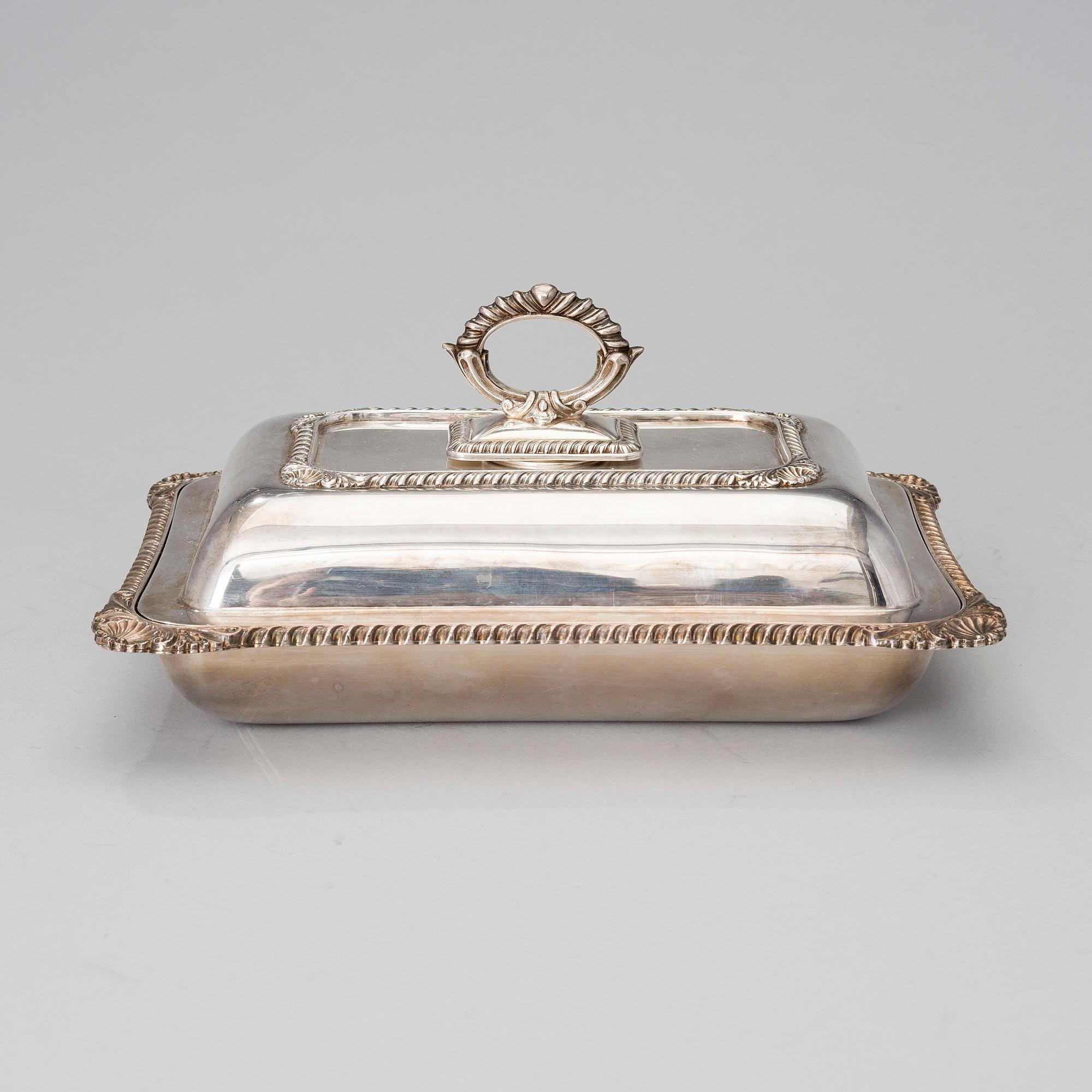 A late 19th century silver plated entrée dish by Harrison Brothers & Howson, England.