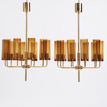 Hans-Agne Jakobsson, a pair of, "Sonata" chandeliers, model T-434/10, Hans Agne Jakobsson AB, Markaryd, Sweden 1960-70s.