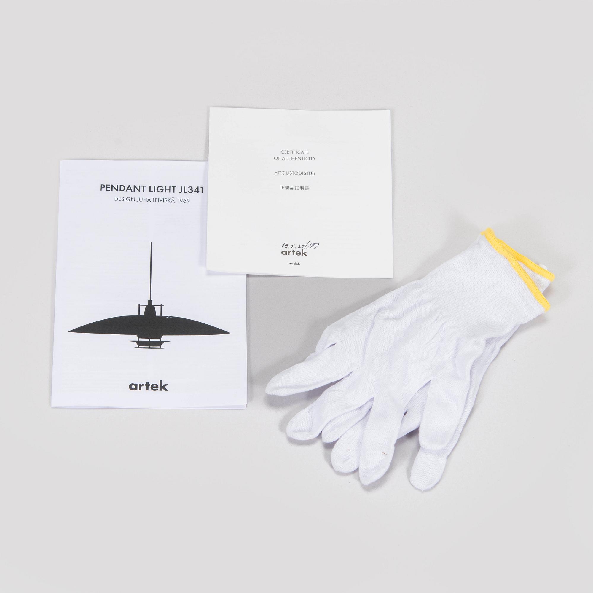 Juha Leiviskä, ceiling lamp, 'JL341', Artek.