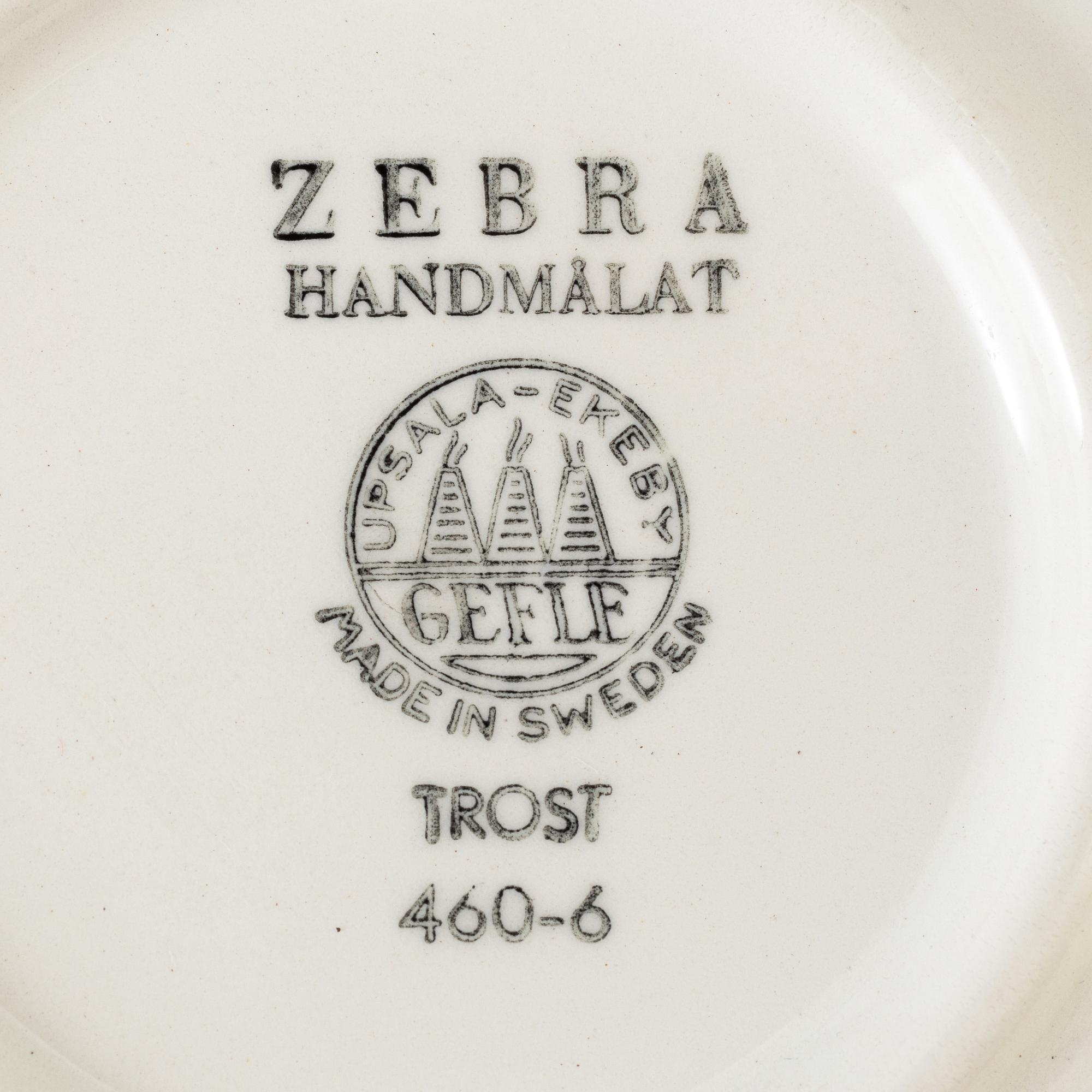 EUGEN TROST, kaffeservis, 10 (12) delar, flintgods, "Zebra", Upsala-Ekeby Gefle, 1955-67.