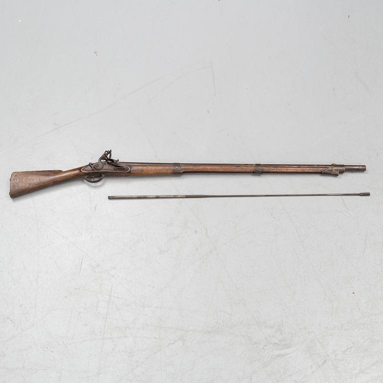 A Swedish military flintlock gun, 1805 pattern.
