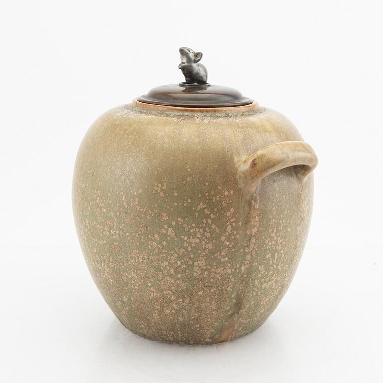 Patrick Nordström, a stoneware urn with bronze lid Royal Copenhagen dated 27-4 1922.