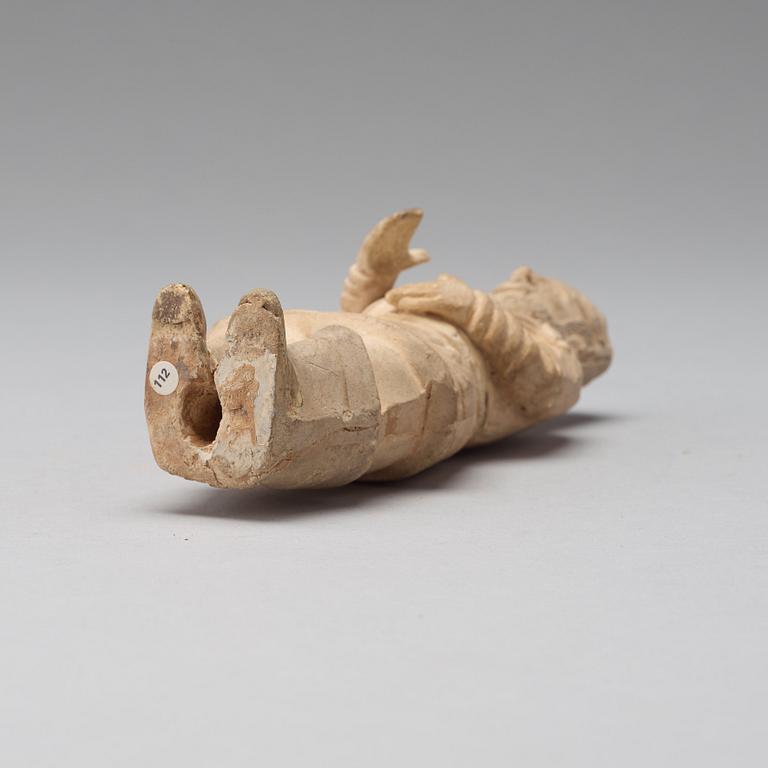 Three pottery scultpures of animals and a herdsman, Tang dynasty (618-906).