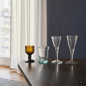Glas, fyra stycken, Sverige, 1700-tal/tidigt 1800-tal.