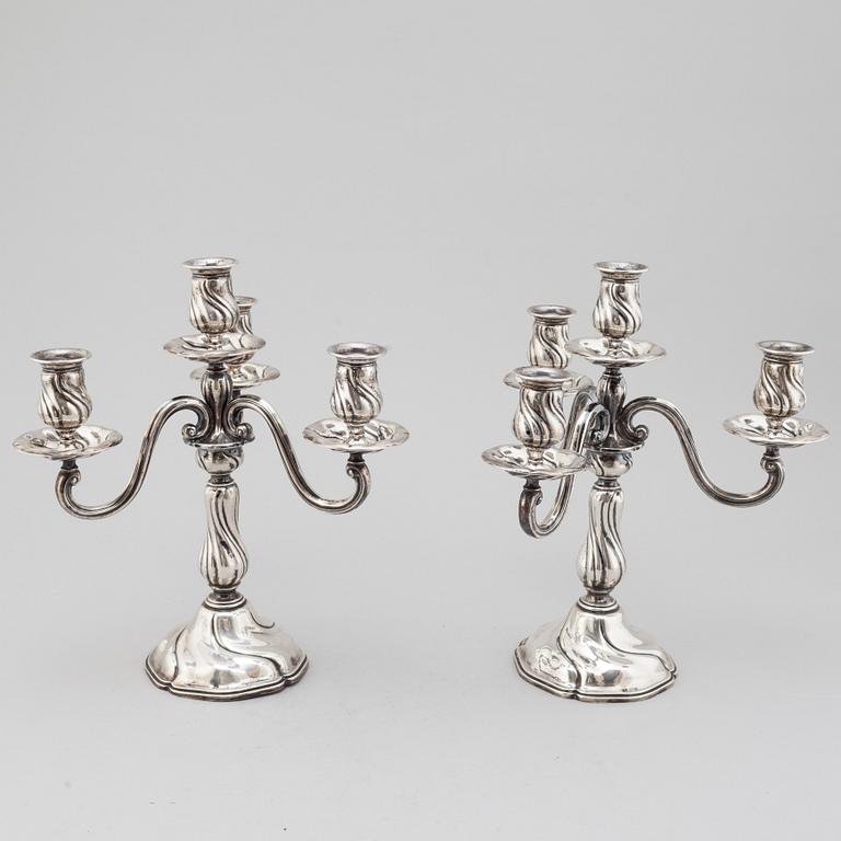 A PAIR OF SILVER CANDELABRA, first half of the 20th century.