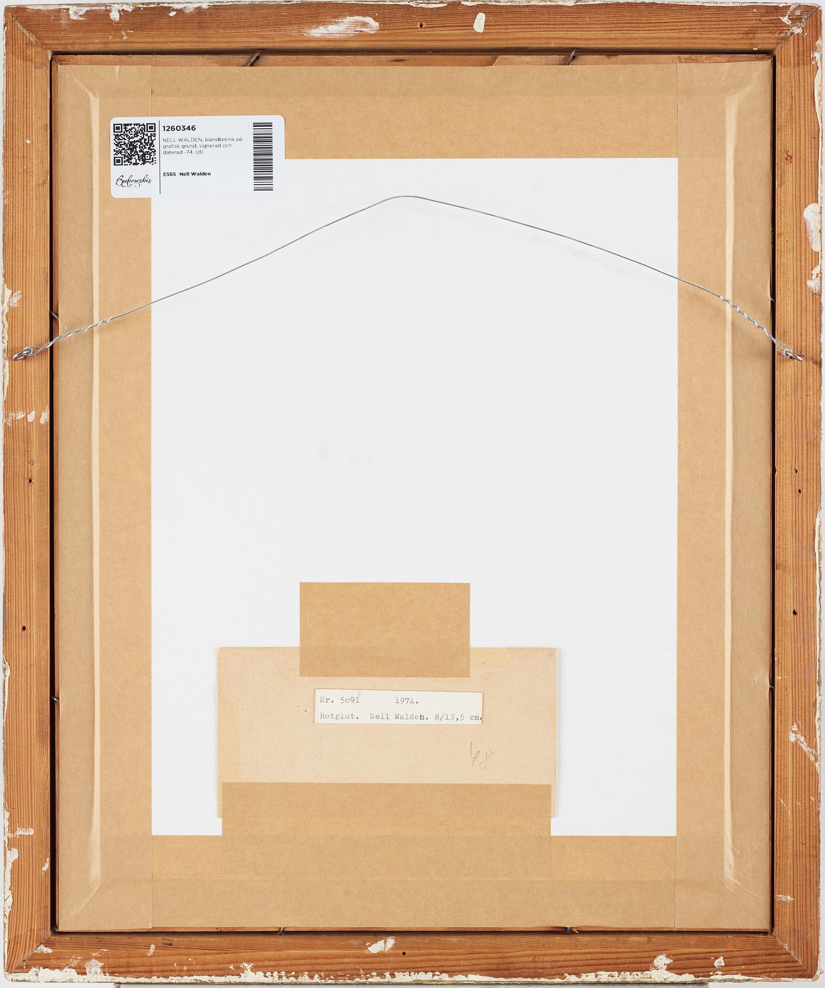 NELL WALDEN, mixed media on print, signed and dated - 74.