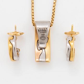 GEORG JENSEN, Set, Fusion, earrings and pendant 18K guld.