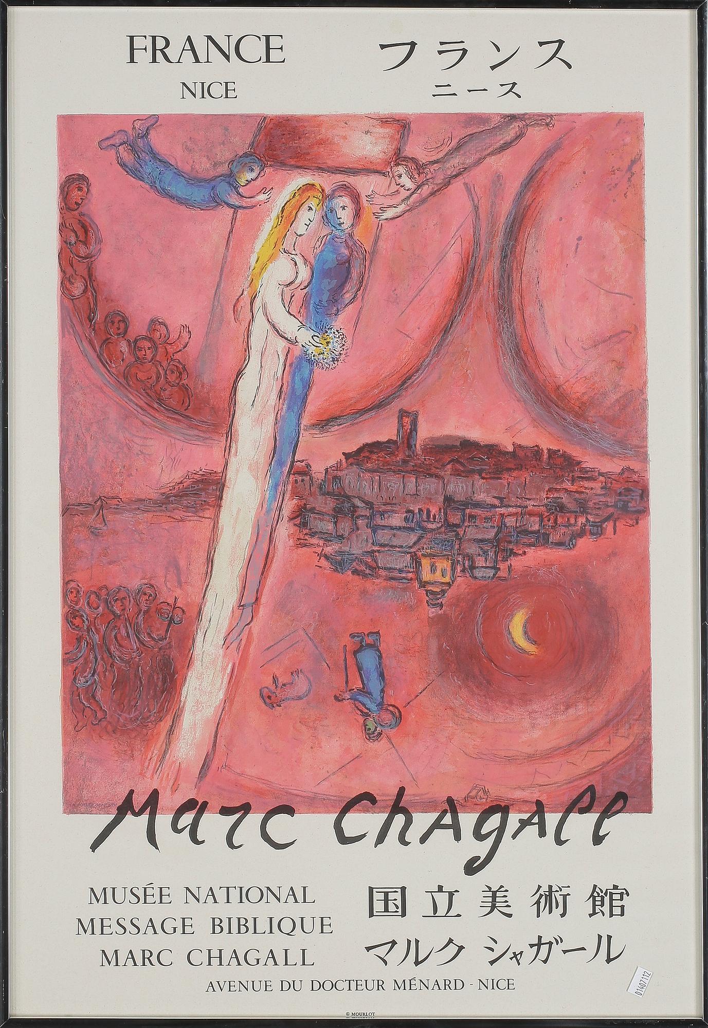 MARC CHAGALL, efter, färglitografisk affisch. 1975.