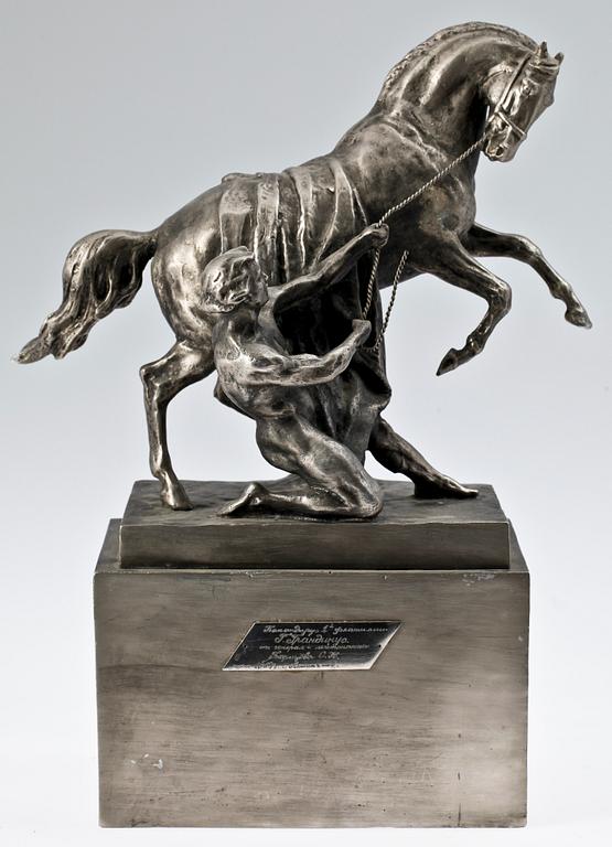 SKULPTUR, vitmetall, Sovjetunionen, dat 1961.