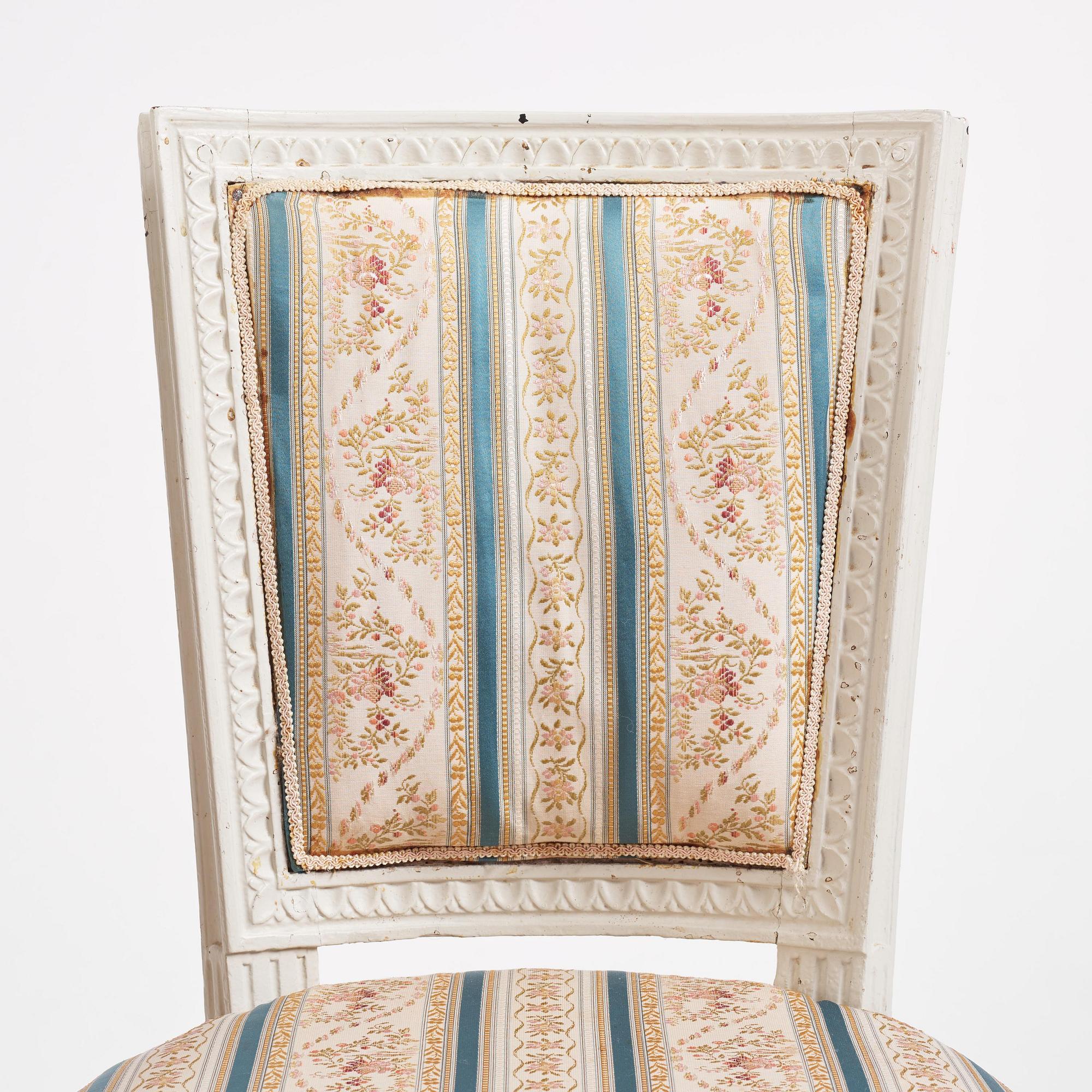 A set of six late Gustavian chairs by E. Ståhl (master in Stockholm 1794-1820).