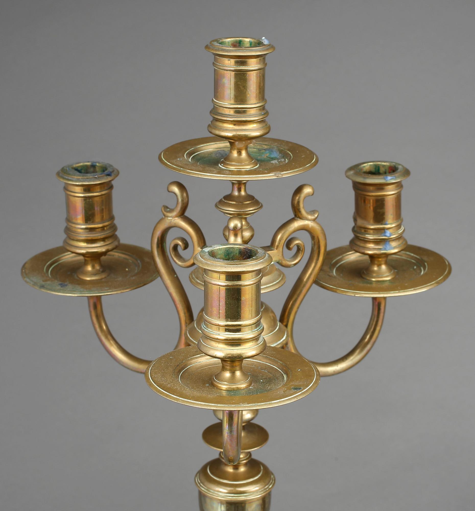 KANDELABRAR, ett par, mässing, Gusums Bruk, nr 3, tidigt 1900-tal.