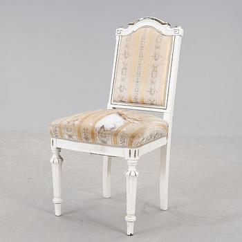 STOLAR, 3 st, nyrokoko, samt STOL, gustaviansk stil, 1800/1900-tal.