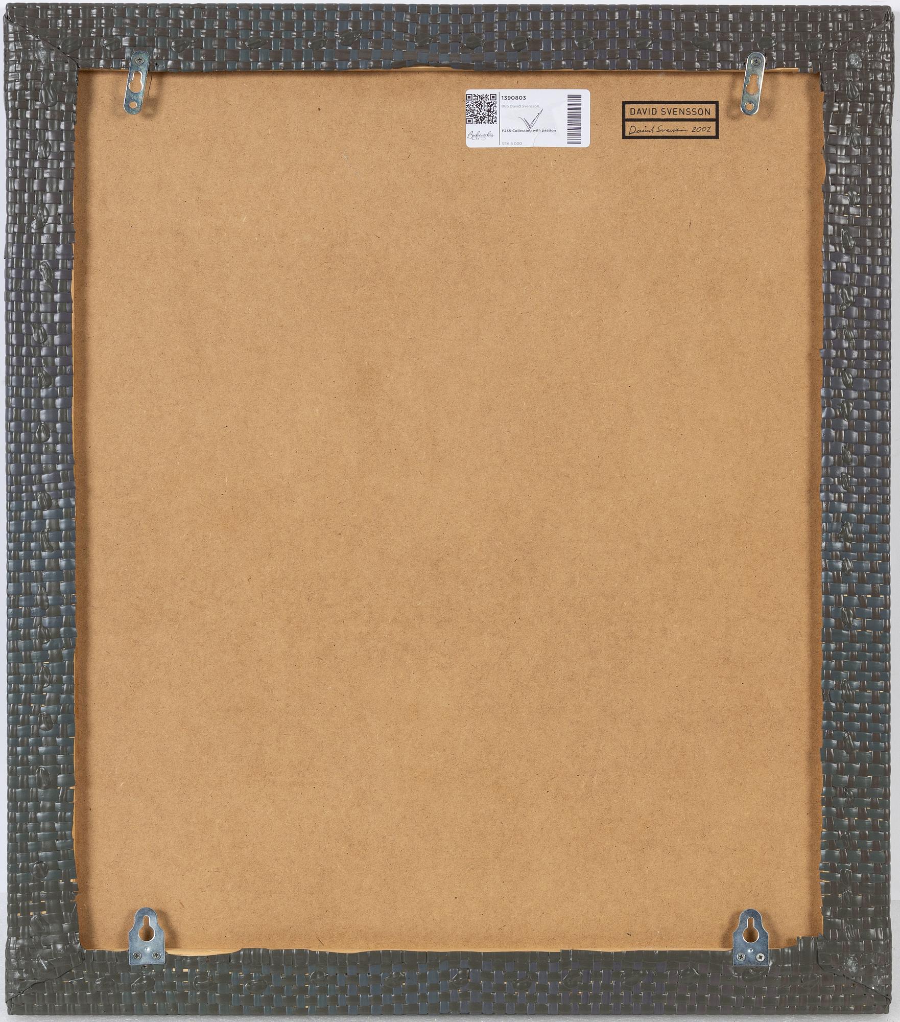 David Svensson, acrylic on woven plastic on panel, signed and dated 2002 verso.