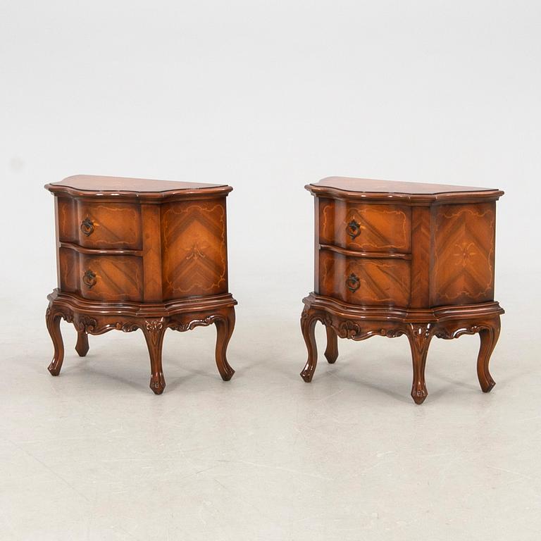 Pair of Louis XV style bedside tables, mid/second half of the 20th century.