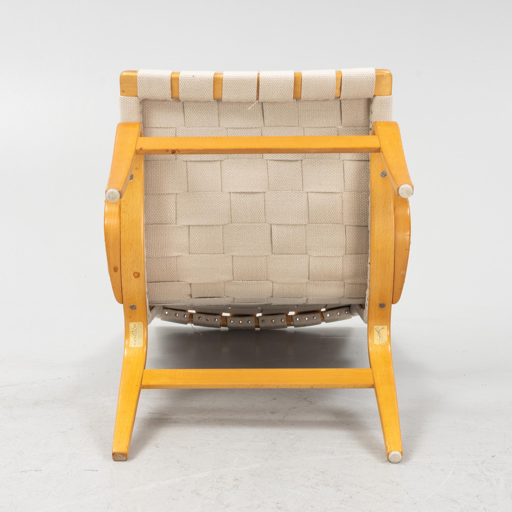 Bruno Mathsson, an 'Eva' armchair, Firma Karl MAthsson, Värnamo, mid 20th century.