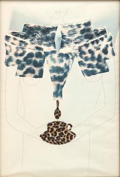 Meret Oppenheim, mixed media/kollage signerad 1967.