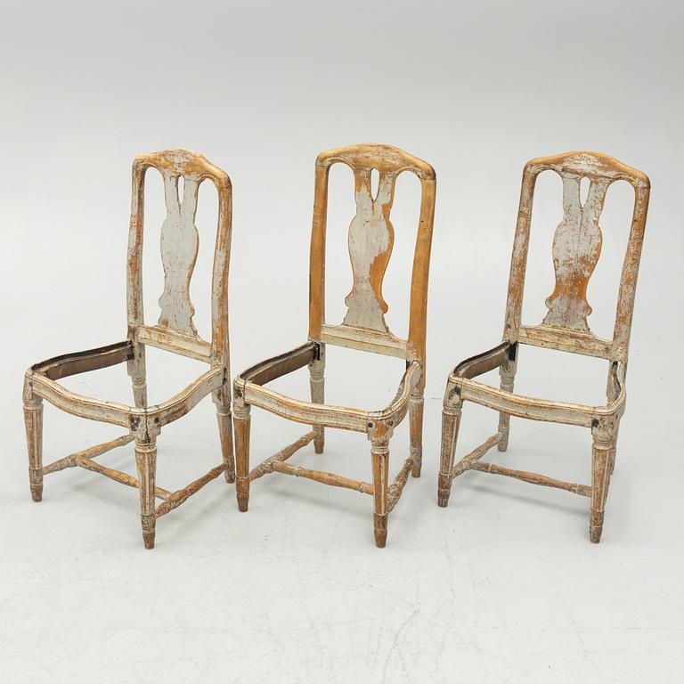 A set of five similar chairs, late 18th century.