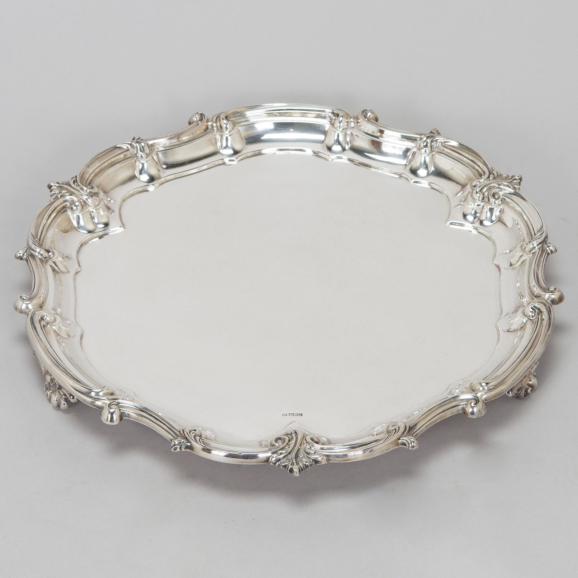 Brickbord, sterlingsilver och mahognyfaner, Mappin & Webb, London 1912, stommen av Paul Boman.