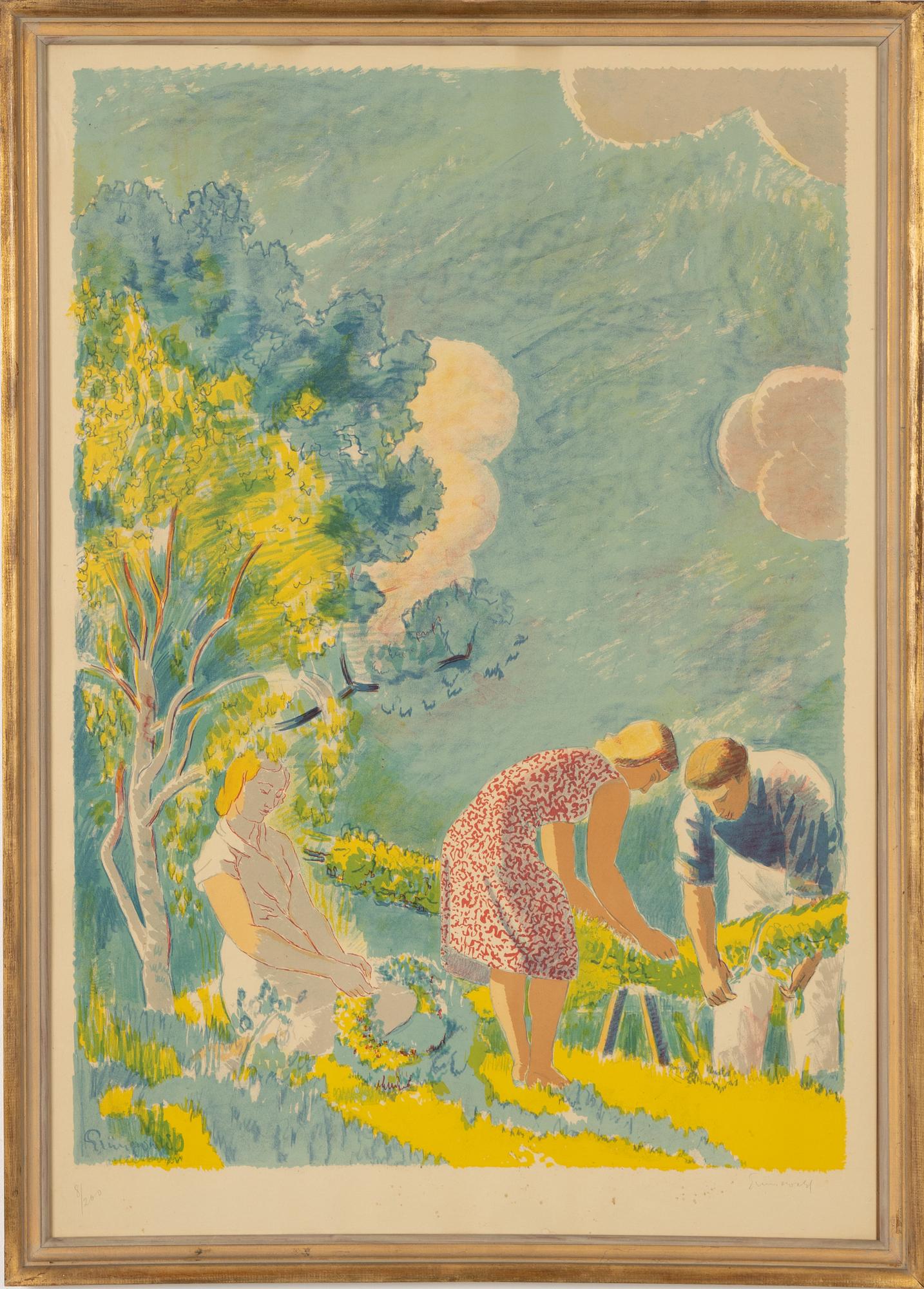 Isaac Grünewald, lithograph in colours, signed 8/200.