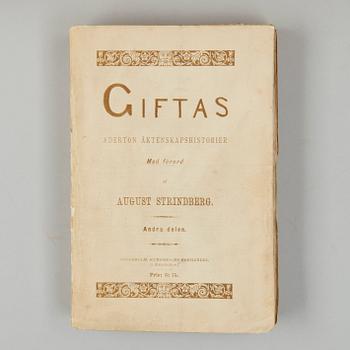 BOKPARTI STRINDBERG, 27 vol, bla "Giftas" I-II, Stockholm 1884-86.