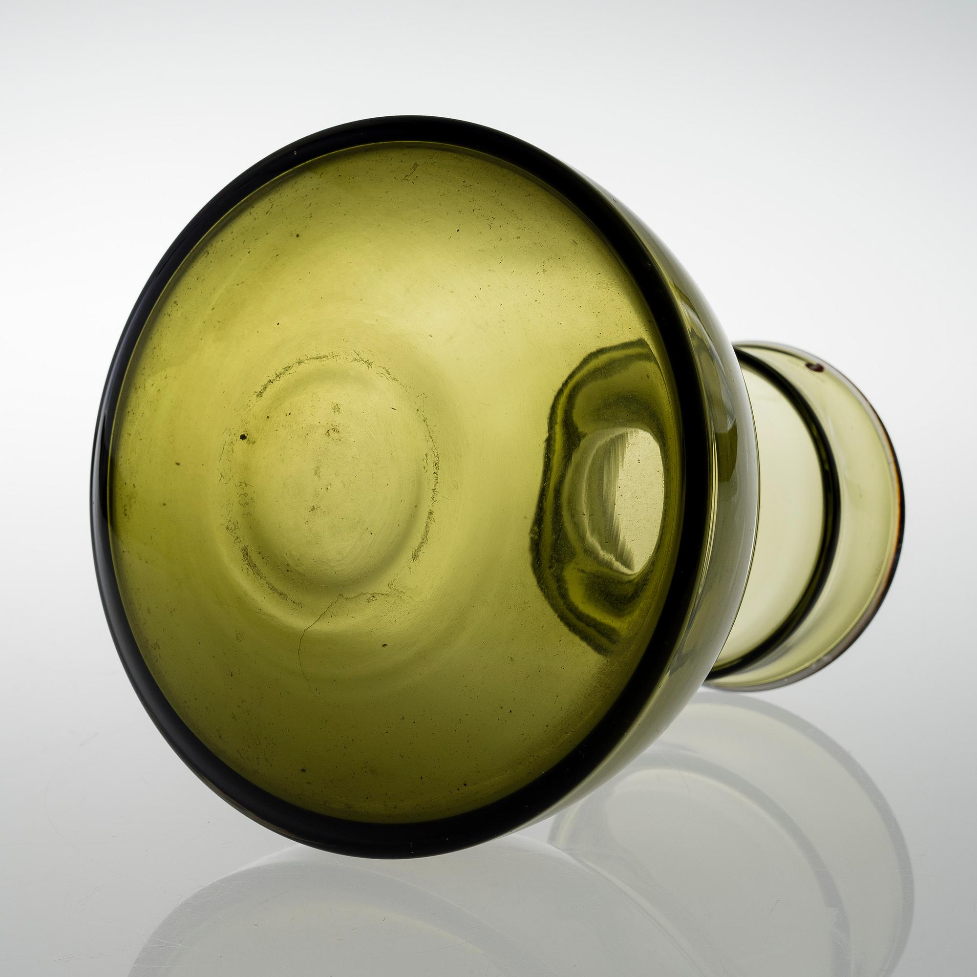 An Iittala glass vase, model 3537, signed.
