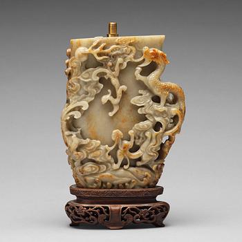 697. A sculptured stone vase, presumably late Qing dynasty.