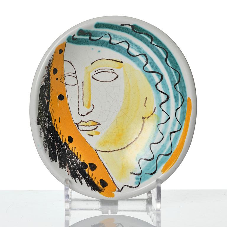 Wilhelm Kåge, two faience dishes, Gustavsbergs studio, Sweden, 1940's.