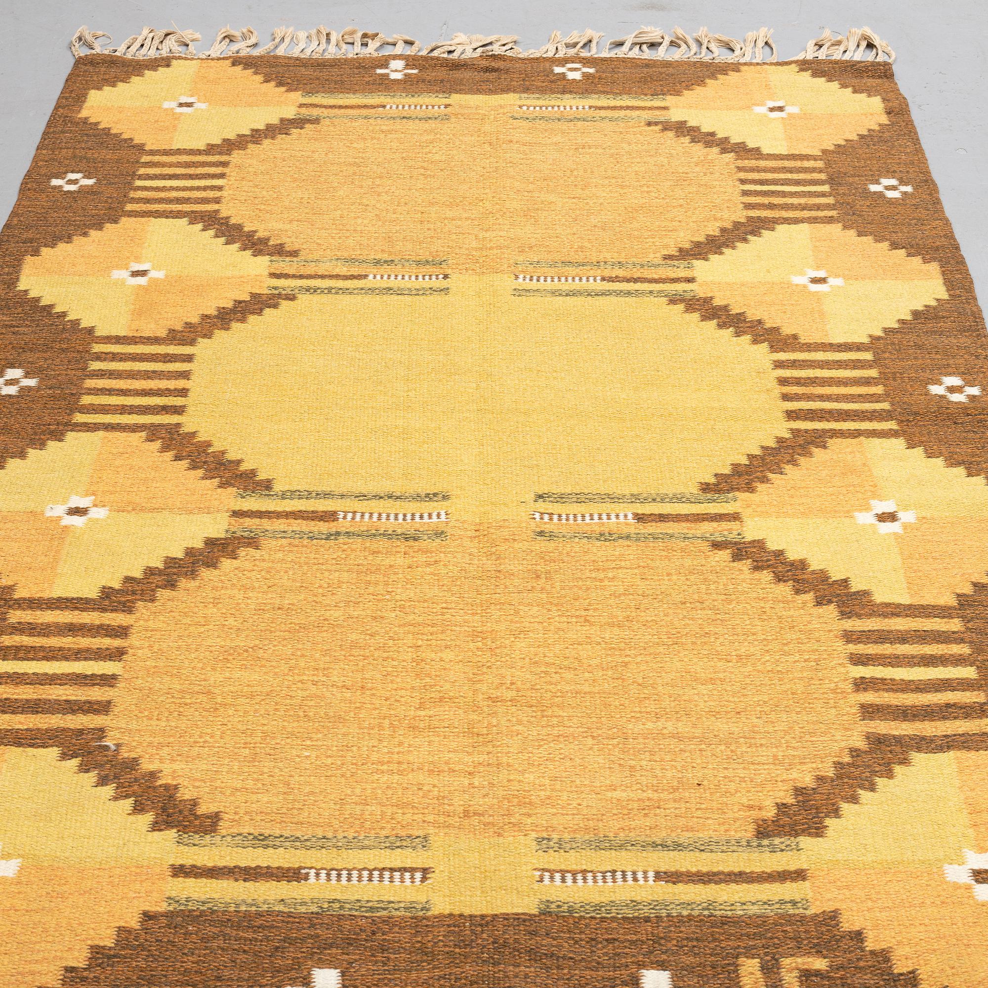 Ingegerd Silow, a carpet, flat weave, ca 214,5 x 135 cm, signed IS.