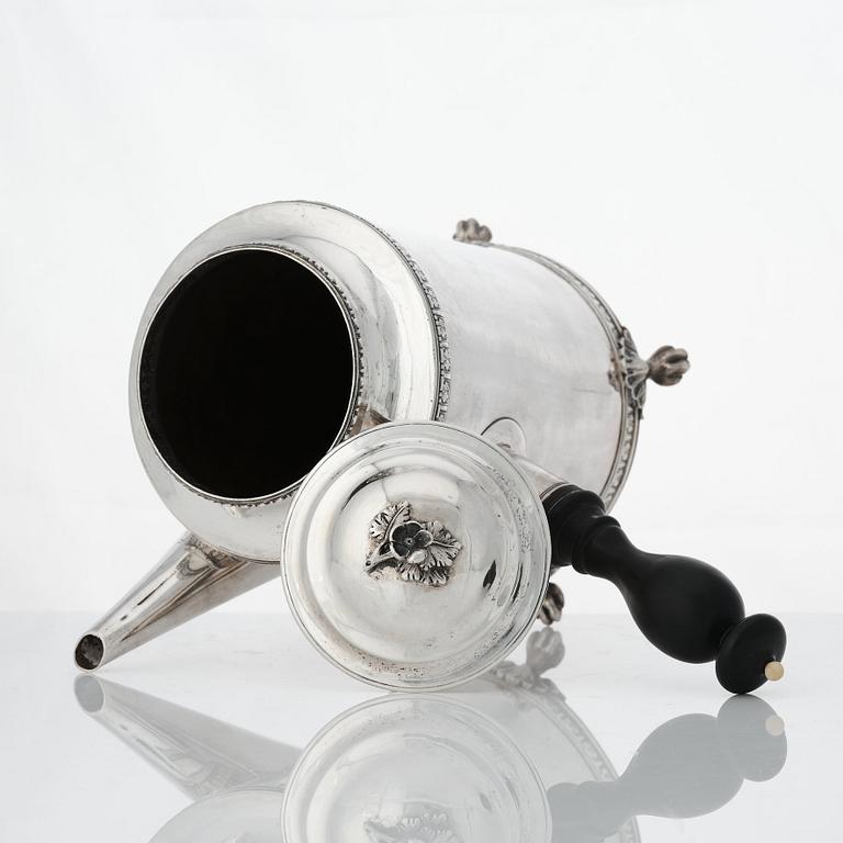 Pehr Zethelius, kaffekanna, silver, Stockholm 1792. Gustaviansk.