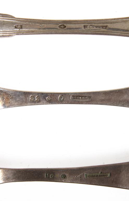 PARTI SKEDAR, 6 st, silver, Sverige, 1700-1800-tal. Ca 260 gr.