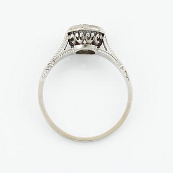 Ring 14K vitguld med äldre briljantslipad diamant, 1.42 ct.