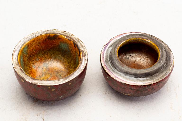 An fyance jar with lid by Hans Hedberg, Biot, France.