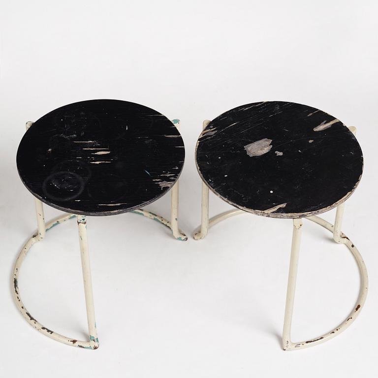 Alvar Aalto, a pair of entrance hall stools for the Paimio Sanatorium, executed by Aug. Louhen Rautasänkytehdas ja Valimo Oy, ca 1932.