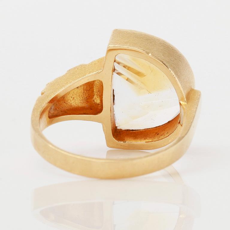 RING, 18K guld och citrin, Björn Weckström, Lapponia, Finland 1980-tal.