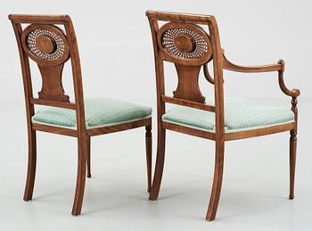 STOLAR, 3 st samt KARMSTOL, engelsk stil, tidigt 1900-tal.