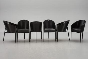 KARMSTOLAR, 6 st, "Costes", Philippe Starck, Aleph, Driade, Italien, märkta/etikettmärkta.