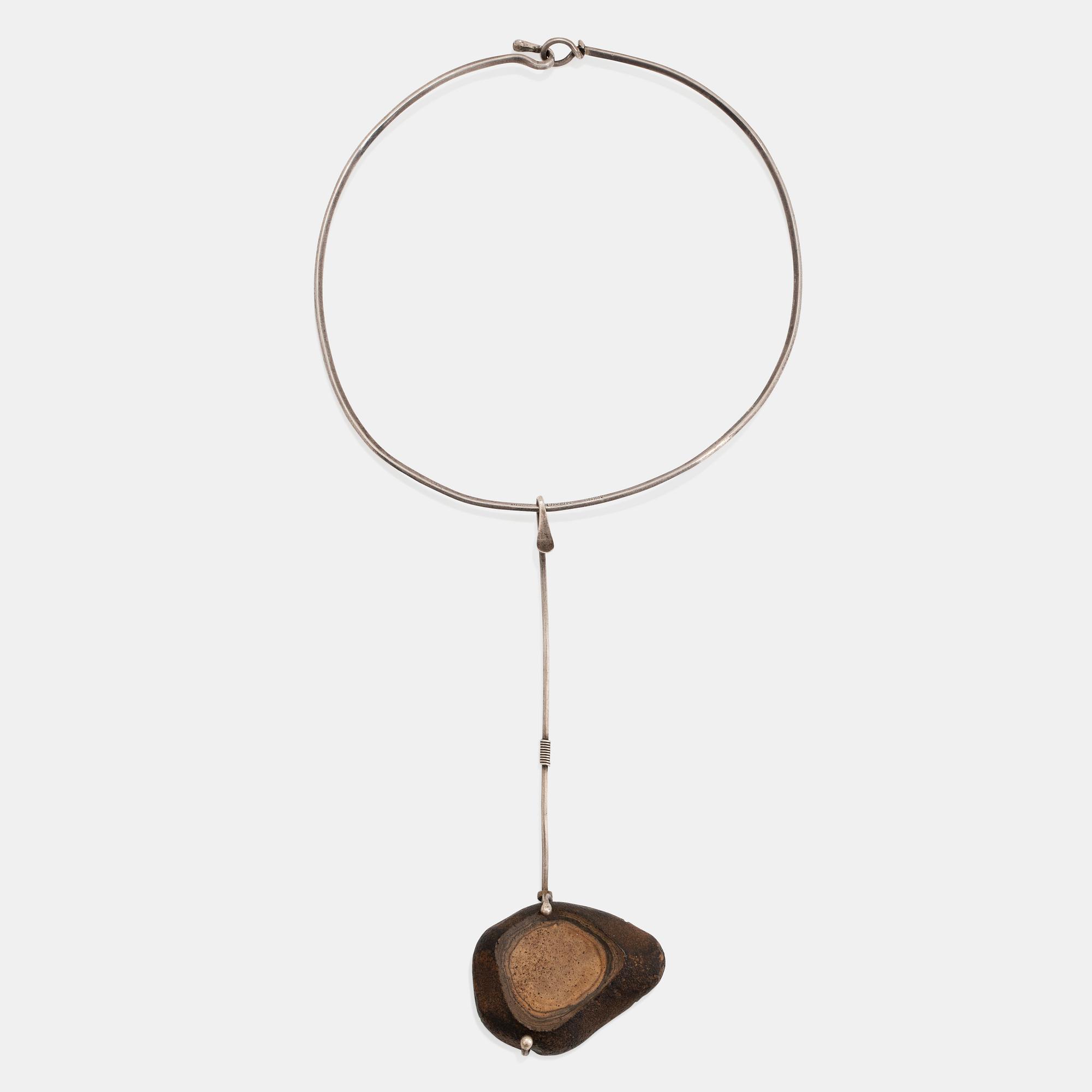 Vivianna Torun Bülow-Hübe, halssmycke, silver med natursten, eget arbete, Frankrike, ca 1958-64.