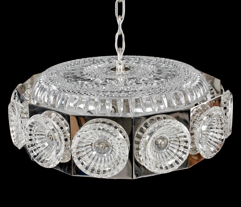 TAKLAMPA, möjligen Carl Fagerlund för Orrefors, 1960/1970-tal. Höjd 18 cm.