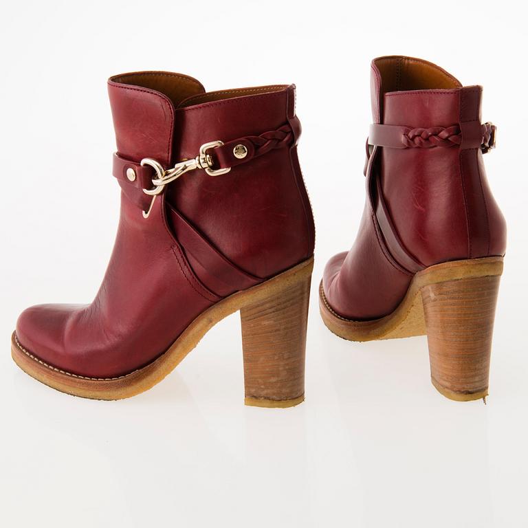 MULBERRY Red Leather Ankle Boots in size 40.