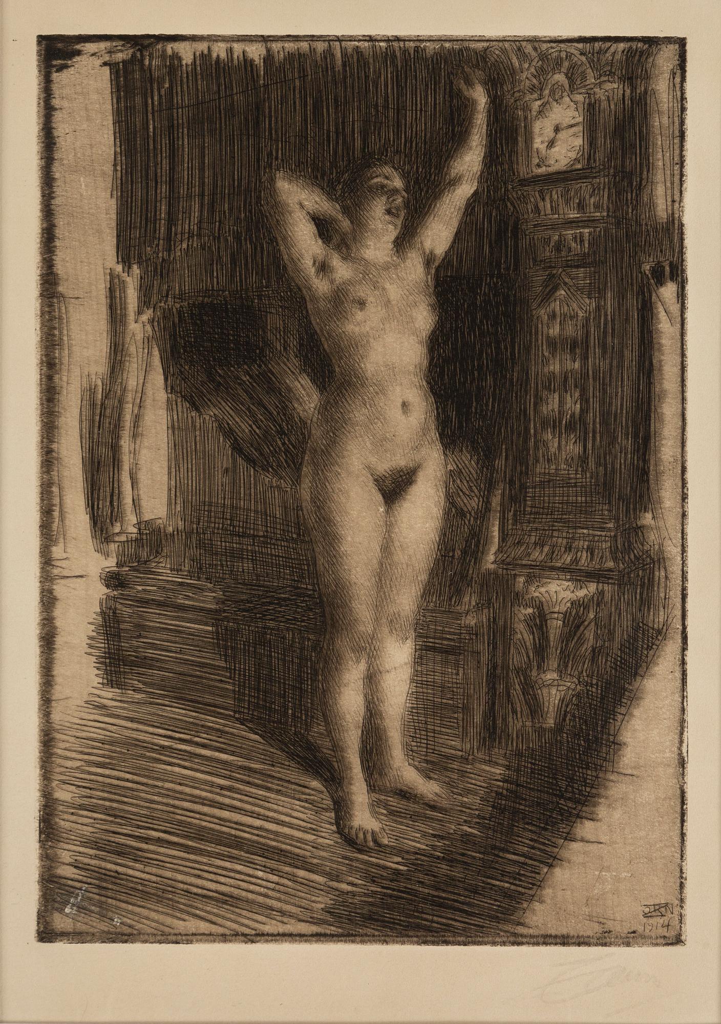 Anders Zorn, etching, 1914, signed in pencil.